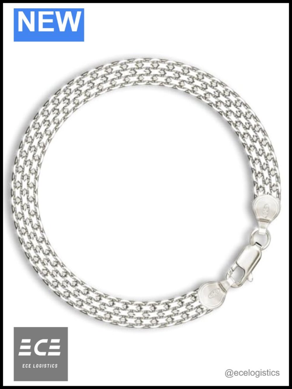 925 Sterling Silver Bismark Chain Bracelet 4 Row Link for Men Women